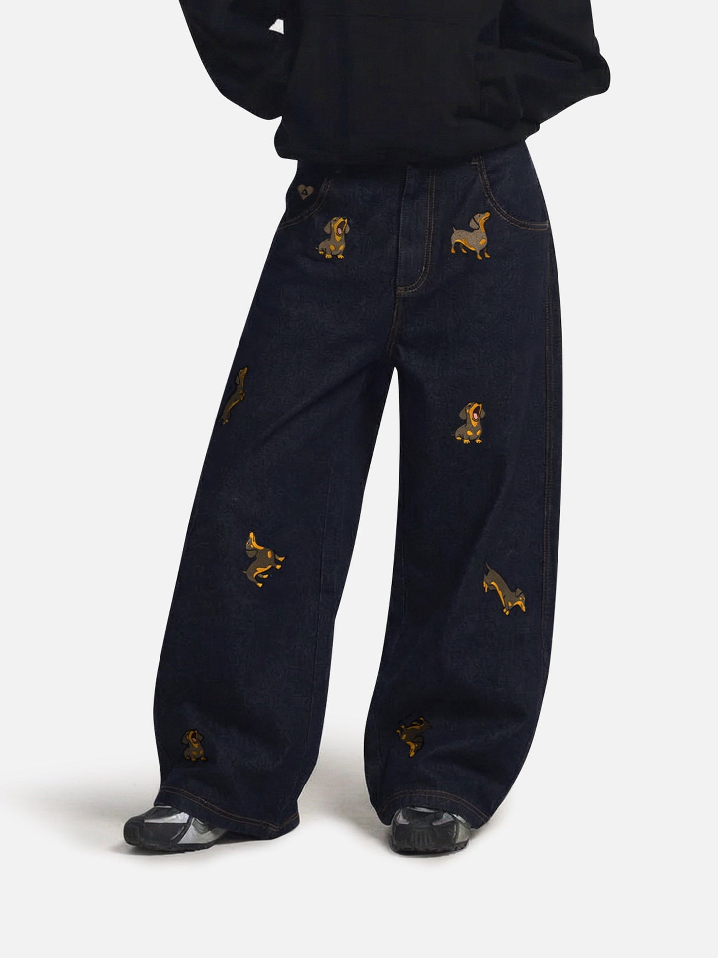 [Pre-Order] Aelfric Eden Dachshund Embroidered Baggy Jeans