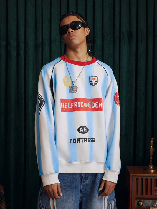 Aelfric Eden 77 Stripe Patchwork Print Sweatshirt