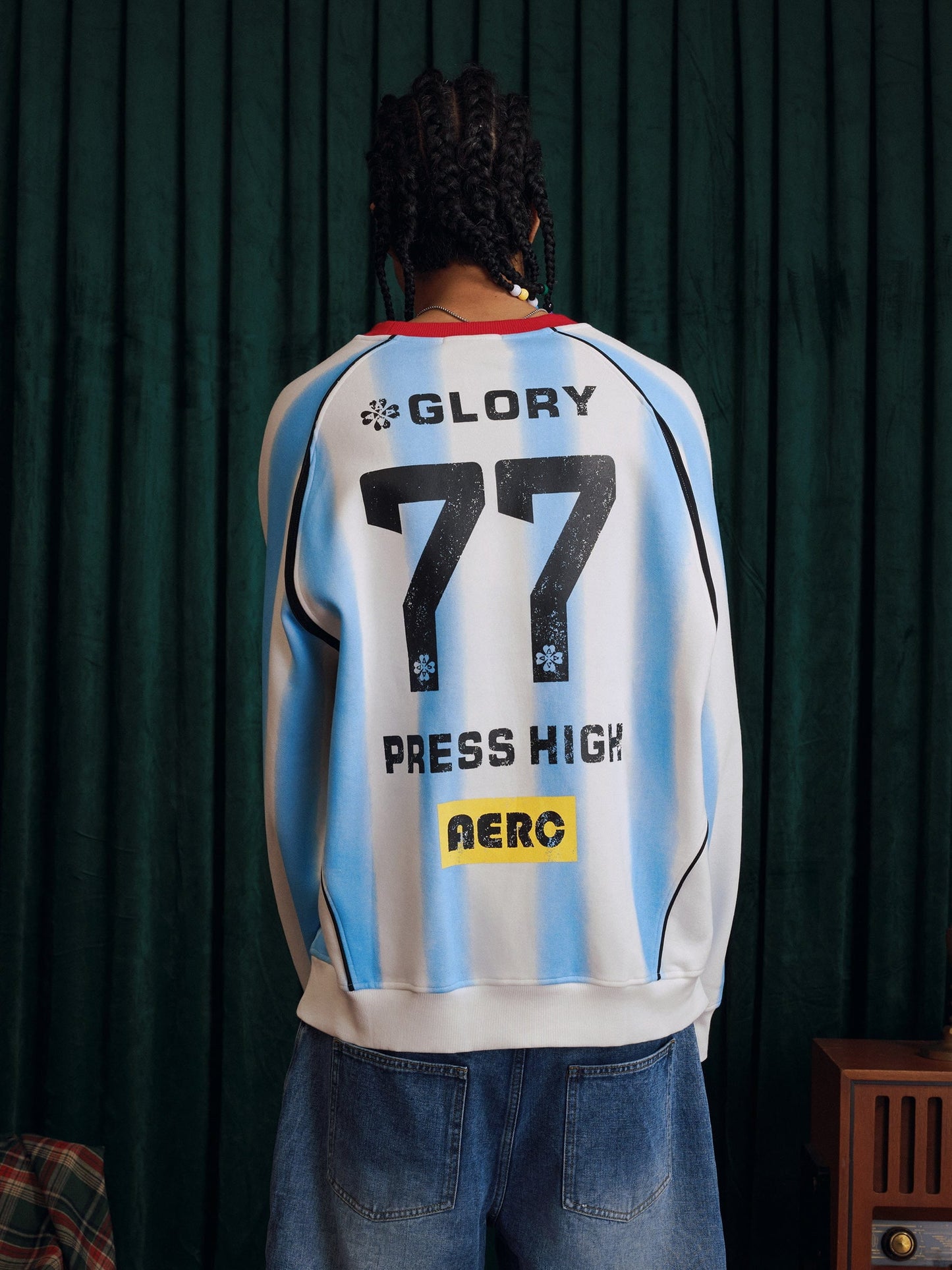 Aelfric Eden 77 Stripe Patchwork Print Sweatshirt