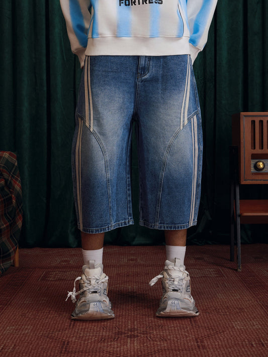 Aelfric Eden Stripe Deconstruction Barrel Longline Jorts