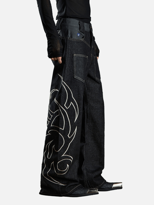 Aelfric Eden Baggy Barrel Embroidery Jeans