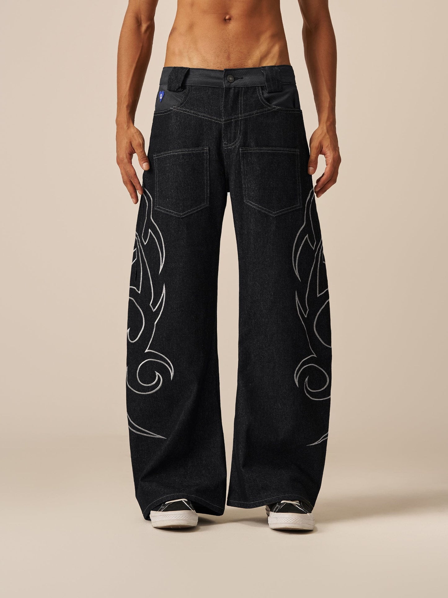 Aelfric Eden Baggy Barrel Embroidery Jeans