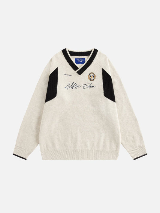 Aelfric Eden Patchwork V-Neck Sweater