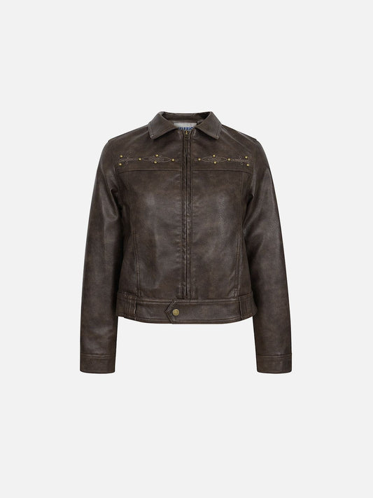 Aelfric Eden Vintage Rivet Fuax Leather Jacket