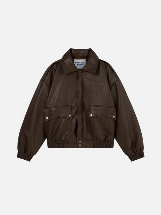 Aelfric Eden Badge Faux Leather Jacket