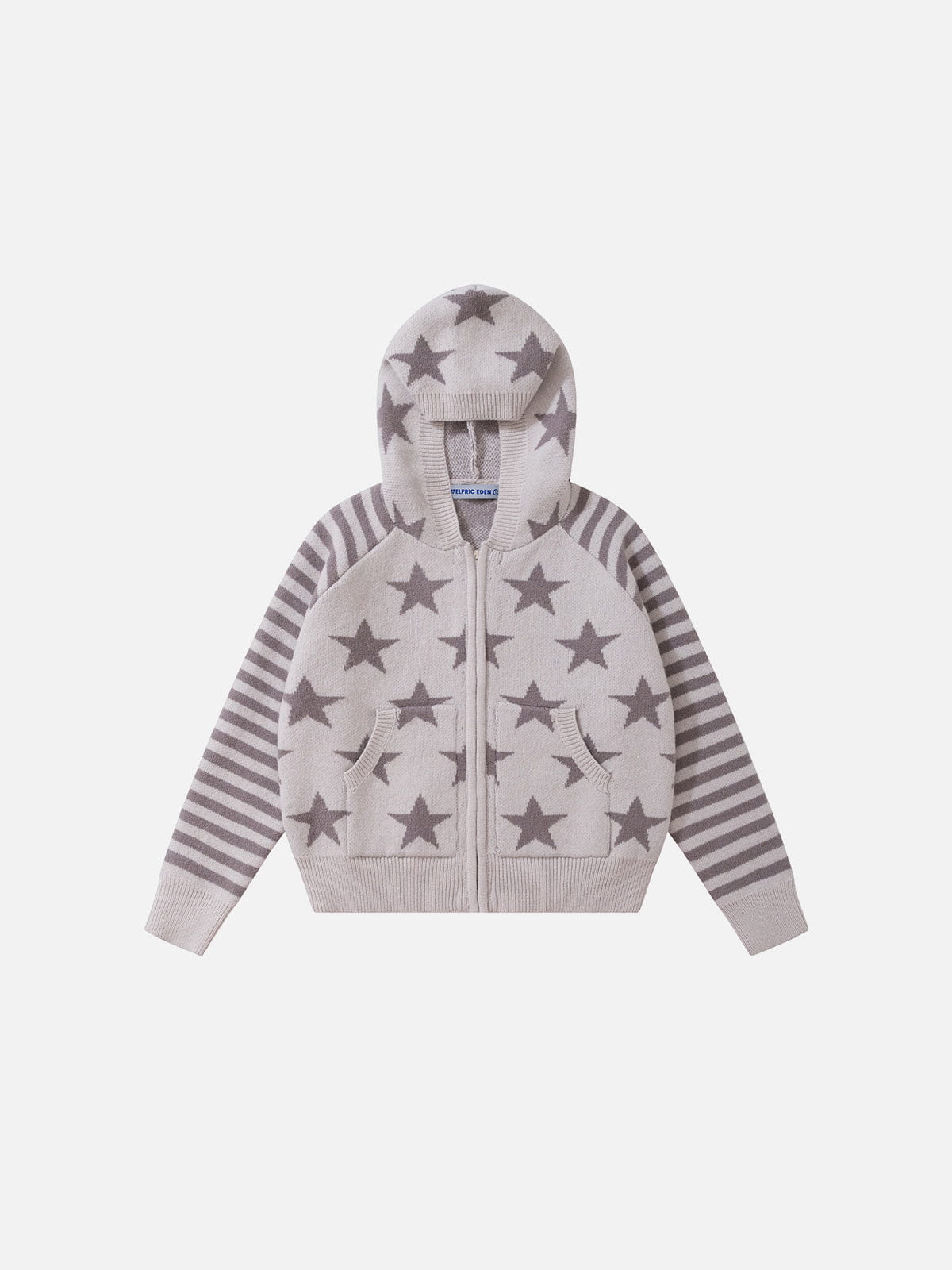 Aelfric Eden Boxy Star Pattern Knit Zip Up Hoodie