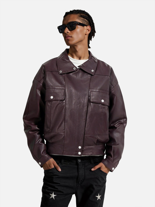 Aelfric Eden Button Faux Leather Jacket