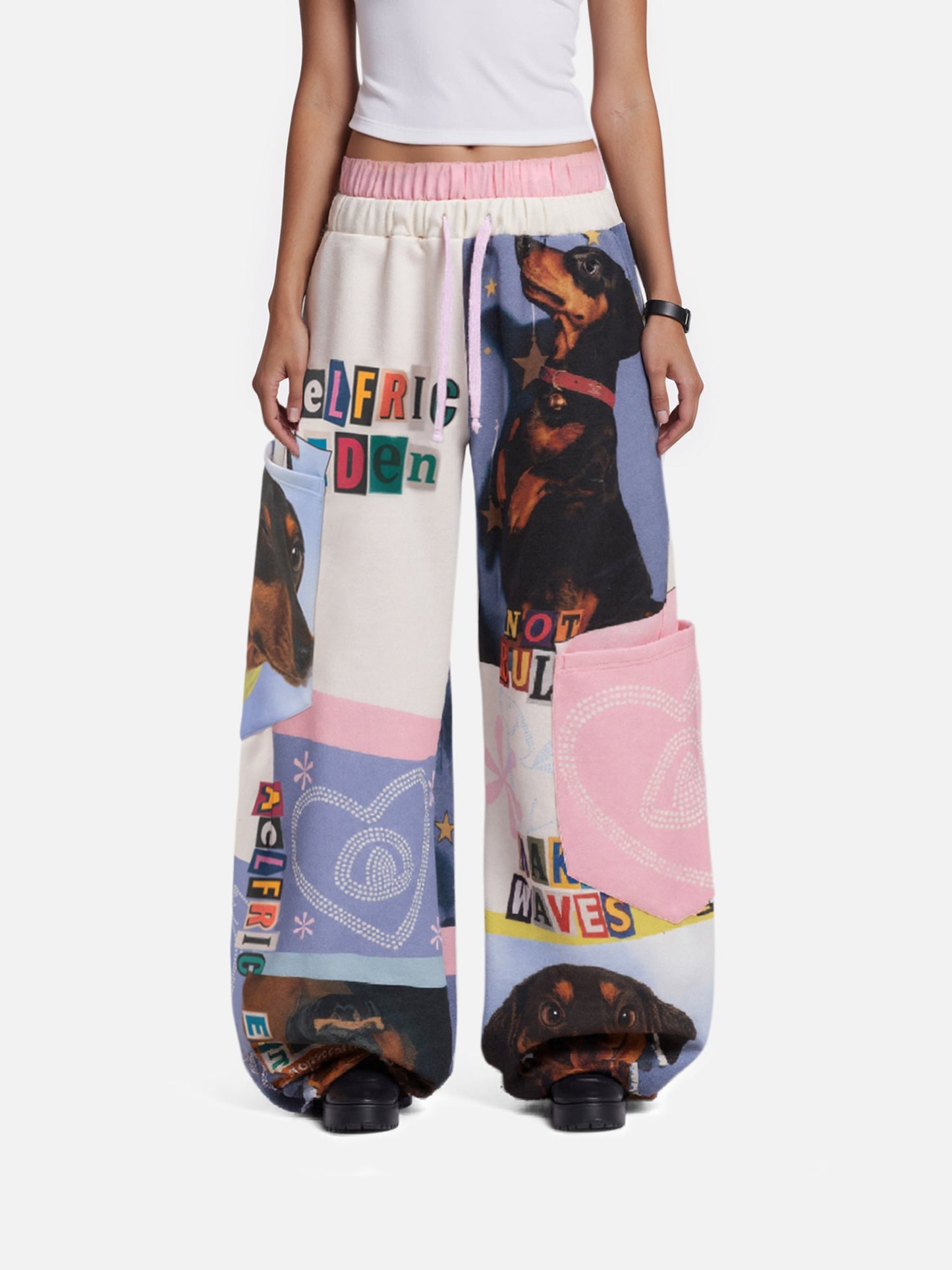 [Pre-Order] Aelfric Eden Dachshund Collage Double Waist Baggy Sweatpants
