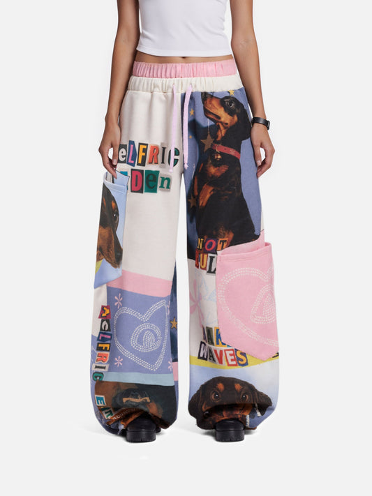 [Pre-Order] Aelfric Eden Dachshund Collage Double Waist Baggy Sweatpants